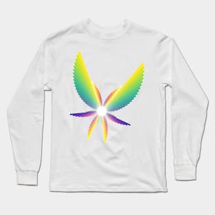 Rainbow Angel Seraphim | Flying Six Wing Bar Chart White Long Sleeve T-Shirt